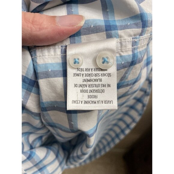 Robert Graham Mens Button Down Shirt White Blue Plaid W/Flip Up Cuff Design 1xl - Picture 9 of 10